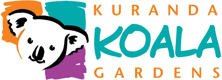 Logo of Kuranda Koala Gardens featuring a stylized koala face on a colorful background with the text 