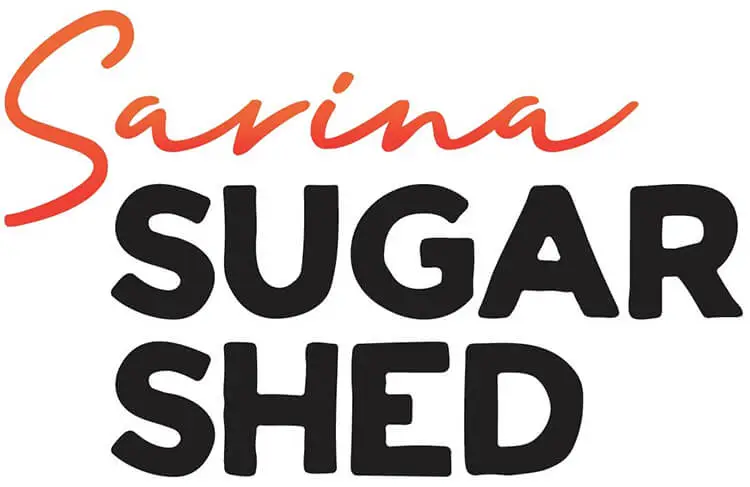 Logo for Sarina Sugar Shed, featuring the word 
