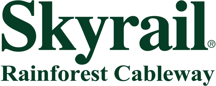 Official logo of Skyrail Rainforest Cableway with green text on a white background.
