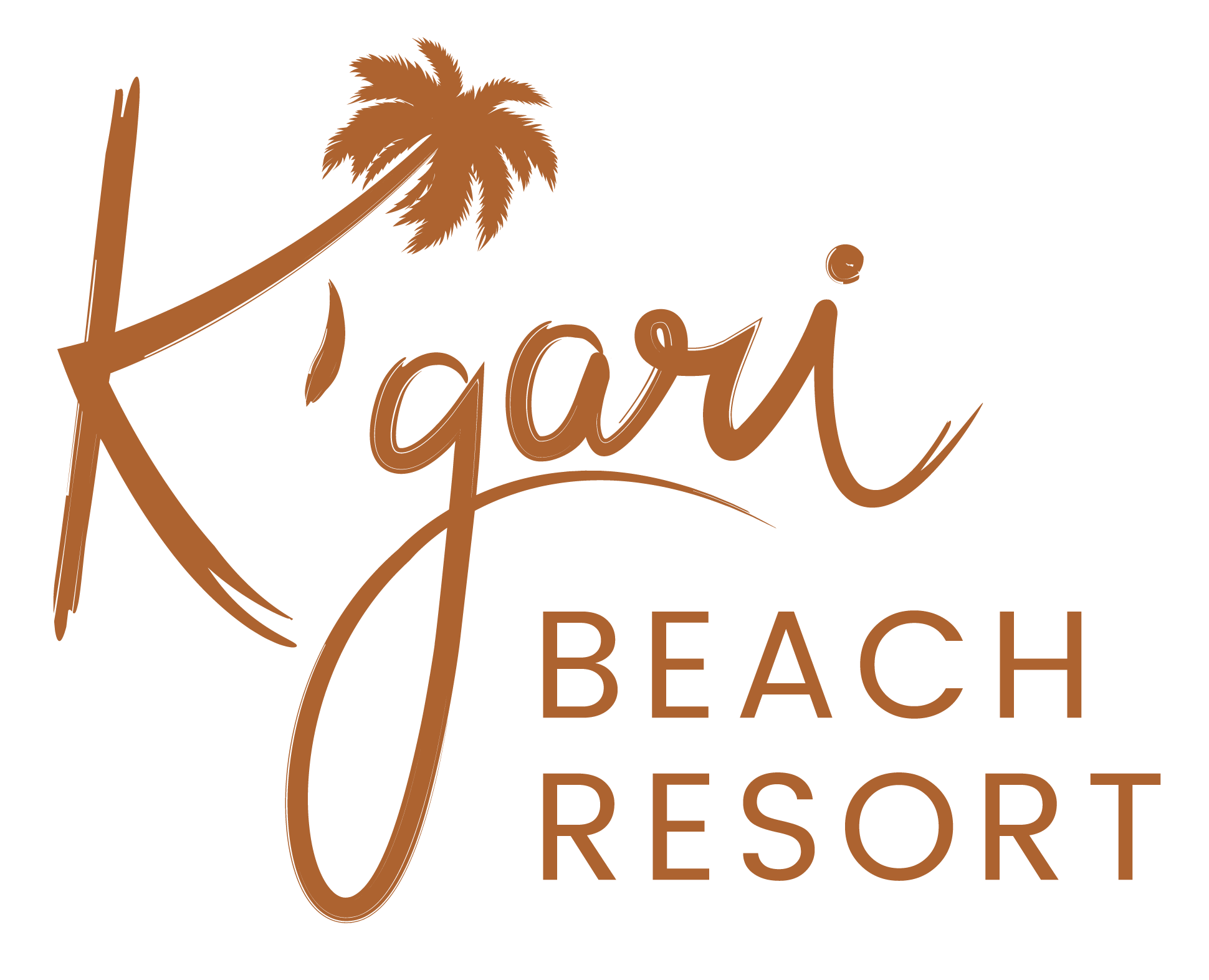 Logo for K'gari Beach Resort featuring a stylized palm tree.