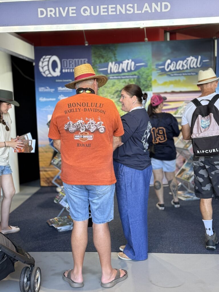 Several people stand near a 