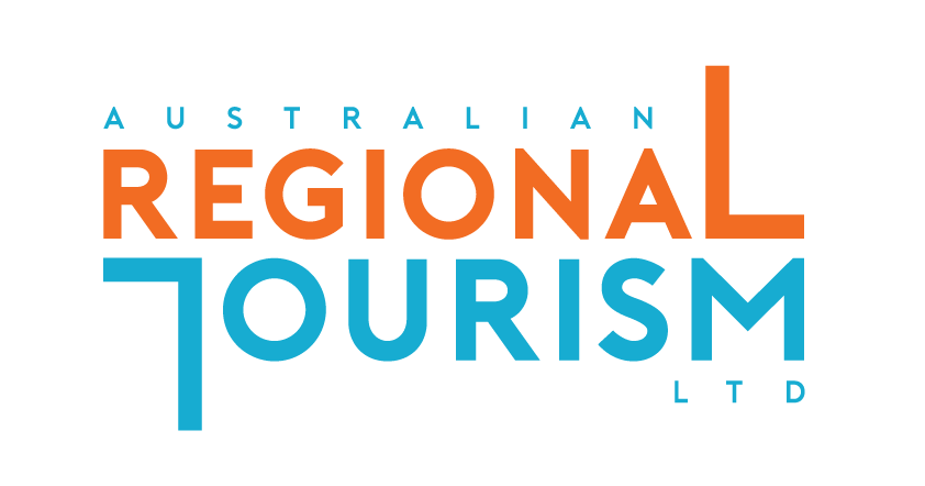 Logo for Australian Regional Tourism Ltd with "Regional" in orange and "Tourism" in blue, featuring stylized "L" and "T" letters integrated into the words.