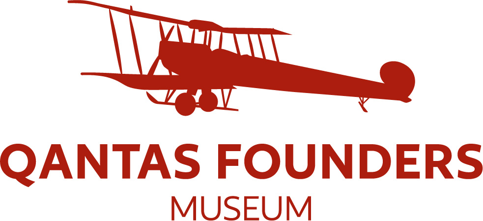 Red silhouette of a vintage biplane above the words 